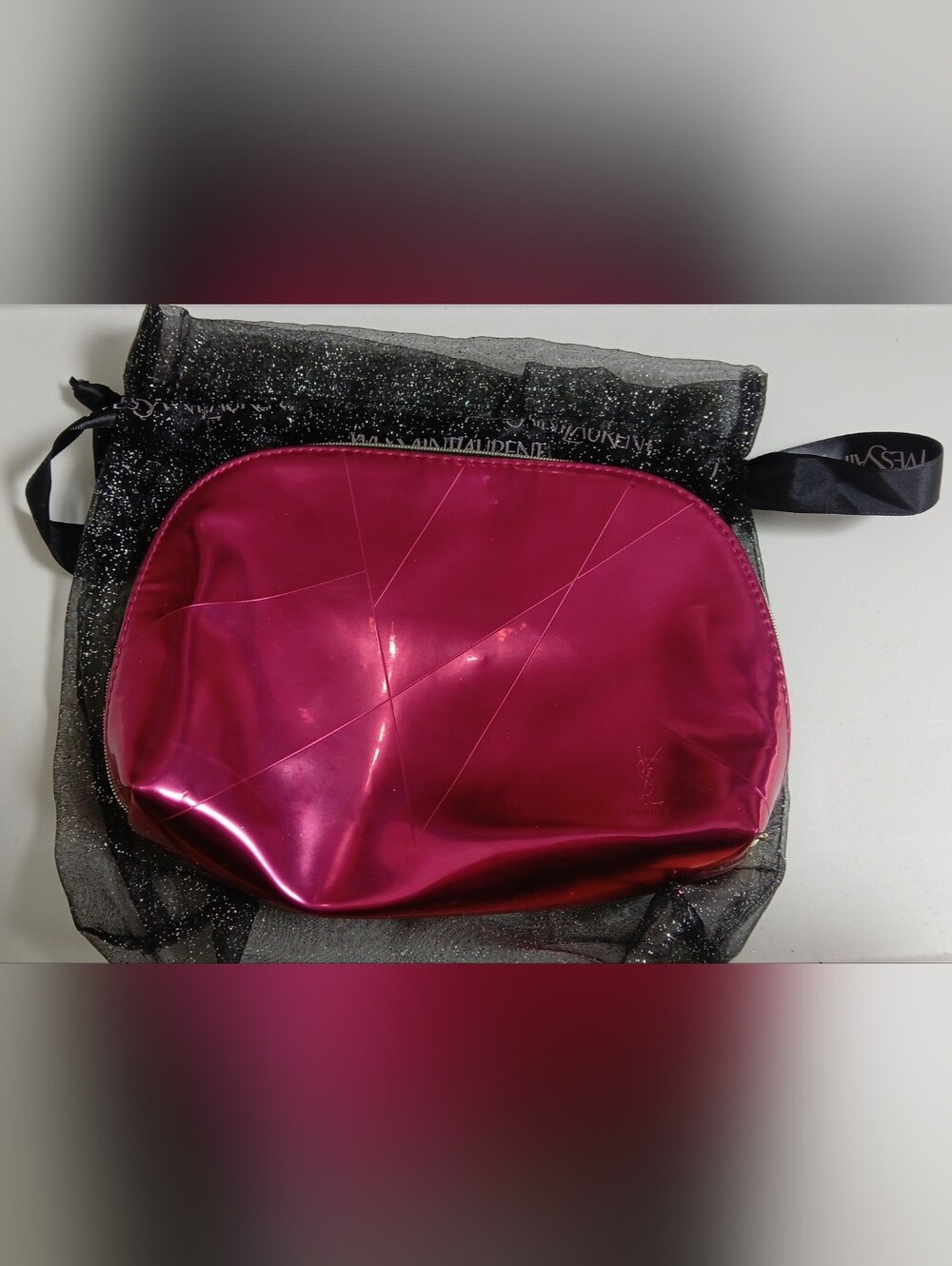 Yves Saint Laurent Pink Metallic Makeup Pouch